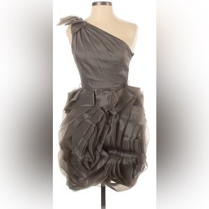 One shoulder Charcoal Grey Dress.